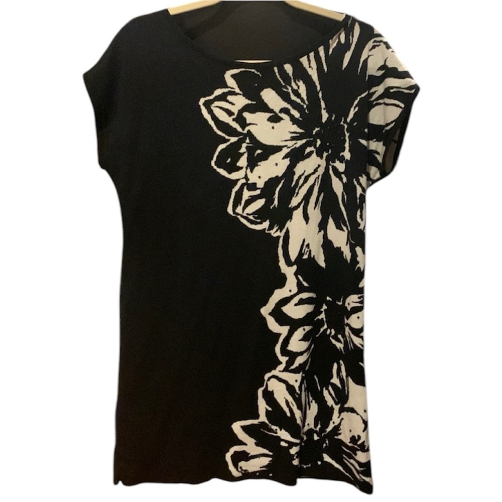 Floral Black And White Shirt Dress